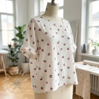 Kaksinkertainen harsokangas/musliini Fruits cherry ORGANIC