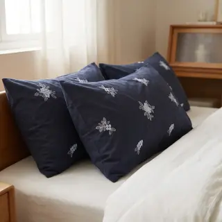 Bavlnená látka VOILE EMBROIDERY Flowers navy