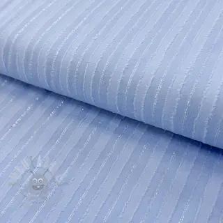Puuvillakangas VOILE LUREX Stripes light blue