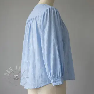 Puuvillakangas VOILE LUREX Stripes light blue