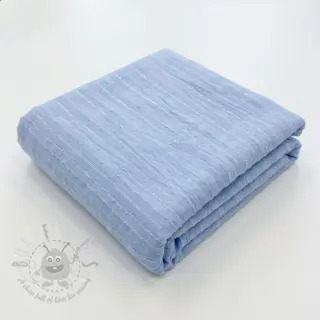 Puuvillakangas VOILE LUREX Stripes light blue