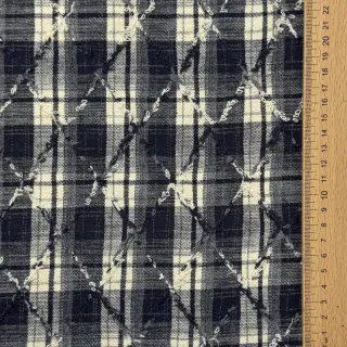 Bavlnená látka YARN DYED BRUSHED Check EMBROIDERY navy