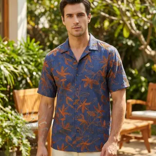 Puuvillakangas JEANS Embroidery Flowers camel