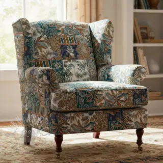 Sisustuskangas jacquard Basmati allover bleu