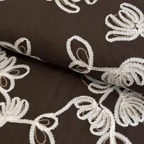 Bavlnená látka EMBROIDERY Loom En Light brown