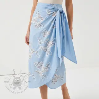 Puuvillakangas EMBROIDERY Loom En Light baby blue