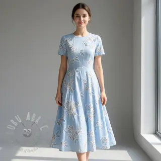 Puuvillakangas EMBROIDERY Loom En Light baby blue