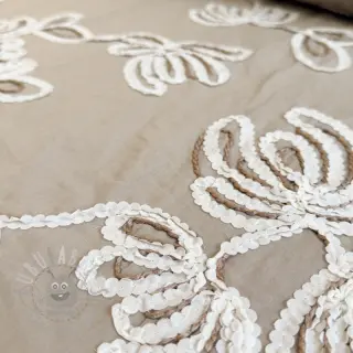 Puuvillakangas EMBROIDERY Loom En Light natural