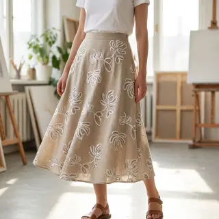 Bavlnená látka EMBROIDERY Loom En Light natural