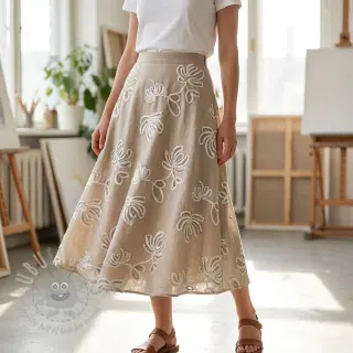Puuvillakangas EMBROIDERY Loom En Light natural