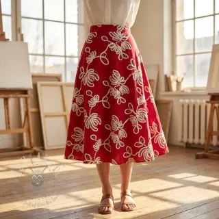 Puuvillakangas EMBROIDERY Loom En Light red