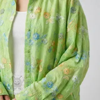 Puuvillakangas TIE DYE EMBROIDERY Poppy design V