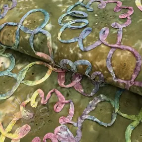Puuvillakangas TIE DYE EMBROIDERY Elise tape design Ja