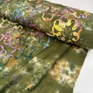 Puuvillakangas TIE DYE EMBROIDERY Elise tape design Ja