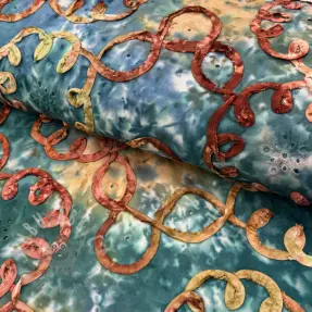 Puuvillakangas TIE DYE EMBROIDERY Elise tape design C