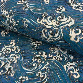 Sisustuskangas jacquard Swell allover bleu