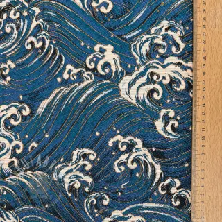 Sisustuskangas jacquard Swell allover bleu