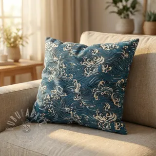 Sisustuskangas jacquard Swell allover bleu