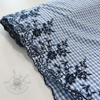 Puuvillakangas CHECKS ONE-SIDE BORDER blue
