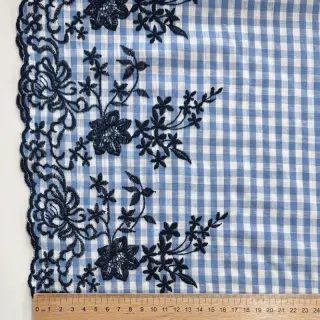 Bavlnená látka CHECKS ONE-SIDE BORDER blue