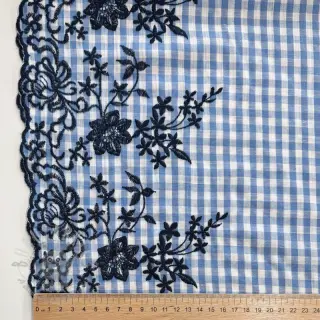 Puuvillakangas CHECKS ONE-SIDE BORDER blue