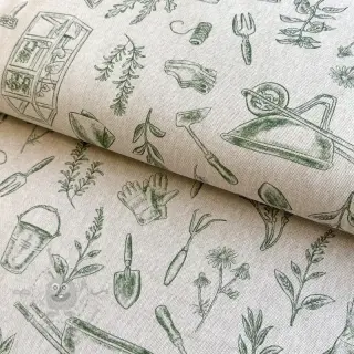 Sisustuskangas Linenlook Garden Plant Tool digital print