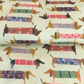 Sisustuskangas premium Family Dachshund digital print