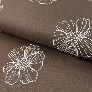 Viskoosi pellavalla EMBROIDERY Flower Maya brown