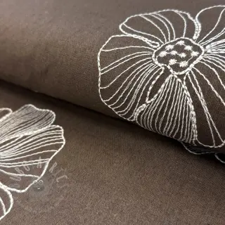 Viskoosi pellavalla EMBROIDERY Flower Maya brown