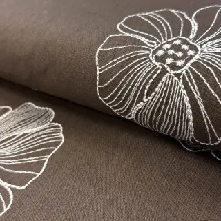 Viskóza s ľanom EMBROIDERY Flower Maya brown