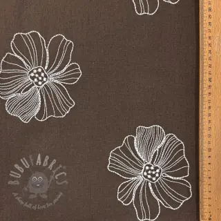 Viskoosi pellavalla EMBROIDERY Flower Maya brown