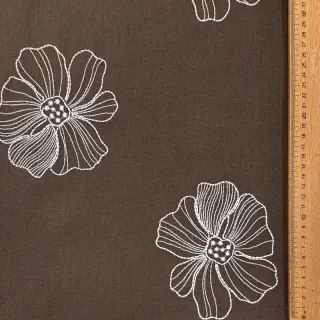 Viskóza s ľanom EMBROIDERY Flower Maya brown