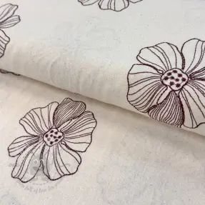 Viskoosi pellavalla EMBROIDERY Flower Maya natural