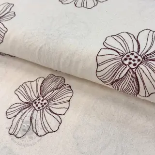 Viskoosi pellavalla EMBROIDERY Flower Maya natural