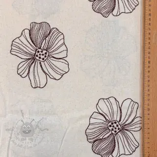 Viskoosi pellavalla EMBROIDERY Flower Maya natural
