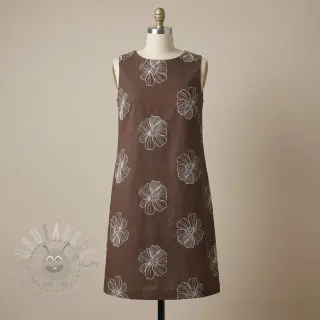 Viskoosi pellavalla EMBROIDERY Flower Maya brown