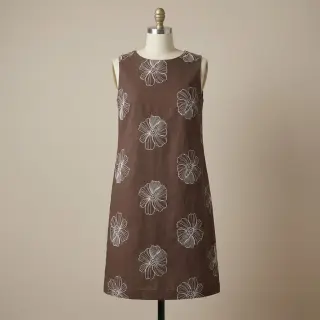 Viskóza s ľanom EMBROIDERY Flower Maya brown