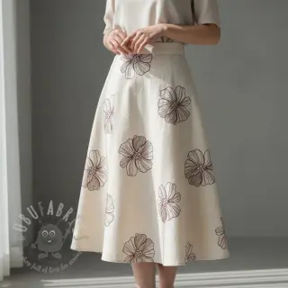 Viskoosi pellavalla EMBROIDERY Flower Maya natural