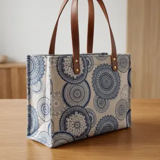 Dekoračná látka Linenlook premium Geometric mandala