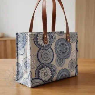 Sisustuskangas Linenlook premium Geometric mandala
