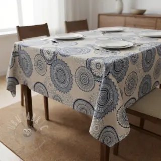 Sisustuskangas Linenlook premium Geometric mandala
