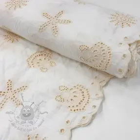Puuvillakangas EMBROIDERY Sea ornaments white