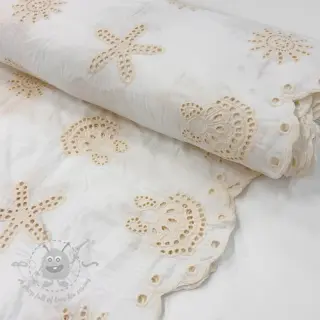 Puuvillakangas EMBROIDERY Sea ornaments white