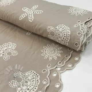 Puuvillakangas EMBROIDERY Sea ornaments natural