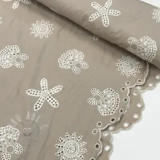 Puuvillakangas EMBROIDERY Sea ornaments natural