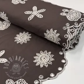 Puuvillakangas EMBROIDERY Sea ornaments brown