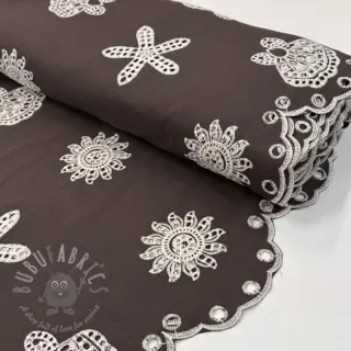 Puuvillakangas EMBROIDERY Sea ornaments brown