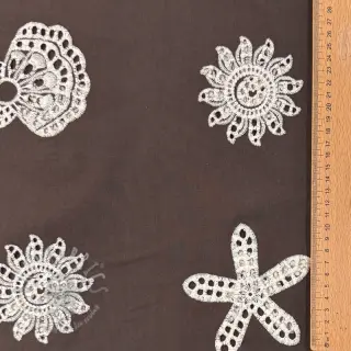 Puuvillakangas EMBROIDERY Sea ornaments brown
