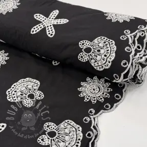 Puuvillakangas EMBROIDERY Sea ornaments black