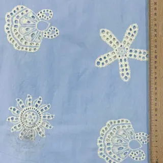 Puuvillakangas EMBROIDERY Sea ornaments light blue